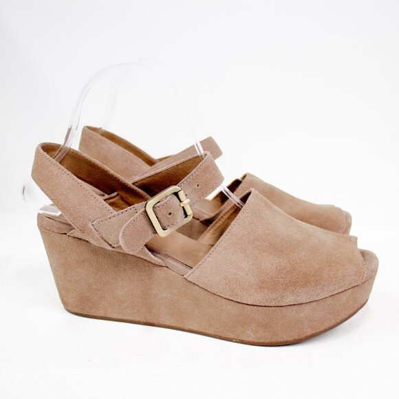 Chocolat Blu Tan Suede Wedge Sandals - Picture 5 of 11